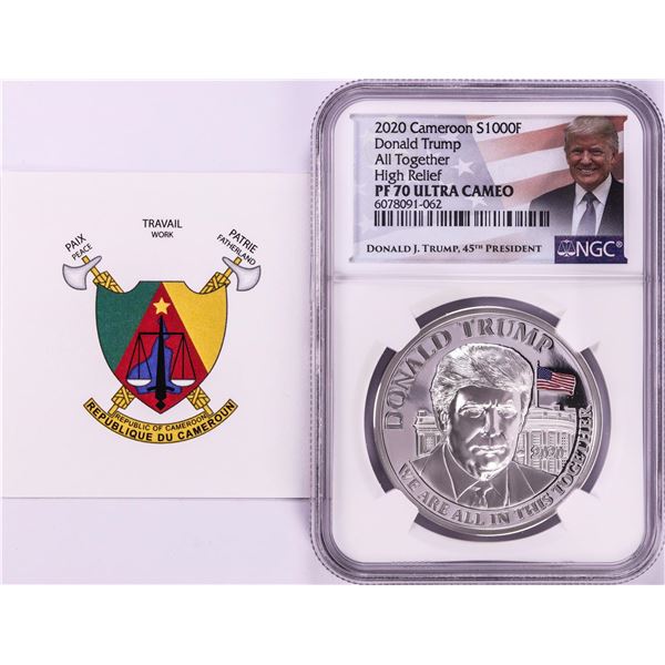 2020 Cameroon S1000F Donald Trump All Together High Relief PF 70 Ultra Cameo 1oz
