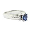 Image 1 : 1.28 ctw Oval Brilliant Blue Sapphire And Diamond Ring - Platinum