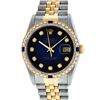 Image 1 : Rolex Mens 2 Tone Blue Vignette Diamond & Sapphire Datejust Wristwatch