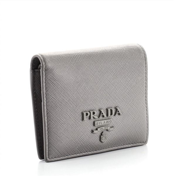 Prada Monochrome Compact Flap Wallet Saffiano Leather