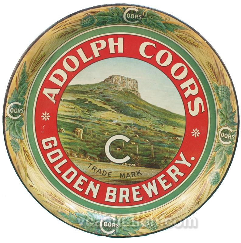 Adolph Coors Golden Brewery Tin Serving Tray 13" Diam