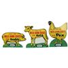 Image 1 : Lot Of 3 Die-Cut Tin Kraft Farm Animal Signs: Chicken -