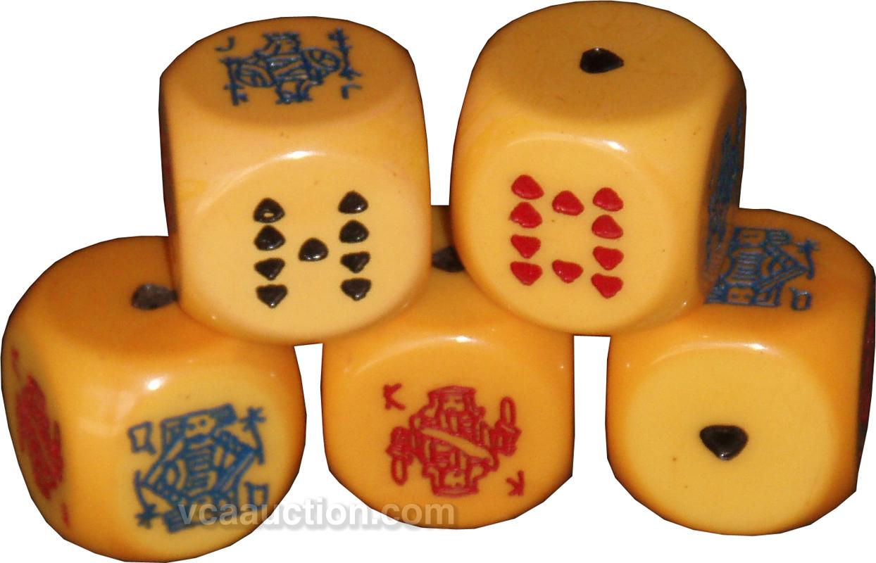Large 1 1/8" Catalin Poker Dice Set of five poker dic