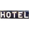 Image 1 : 5 Piece "HOTEL" Porecelain Sign w/ Light Bulbs In The L