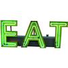 Image 1 : Outdoor Neon Sign "EAT" Yellow Porcelain Letters (Lime