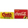 Image 1 : Lot Of 2 Signs: Cook's Beer Embossed Tin Sign - 28" x 1