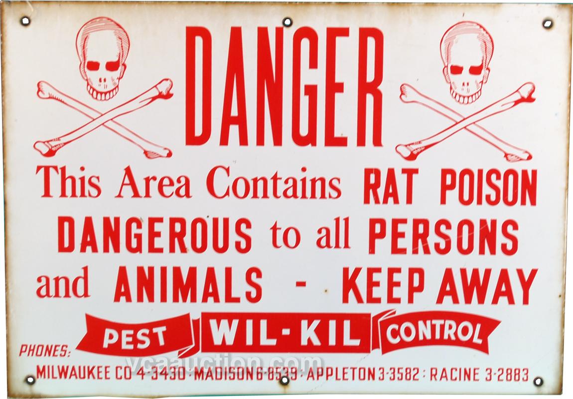 Danger Rat Poison Porcelain Sign