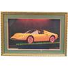 Image 1 : Light-Up Framed Picture Of Yellow Ferrari - 24" x 16"