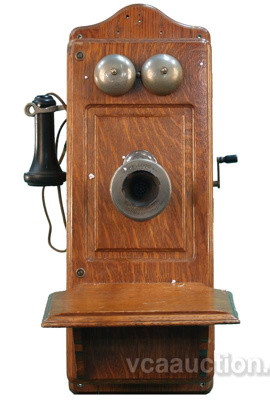 Antique Wooden Kellogg Wall Telephone By Kellogg Co. Ch