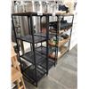 Image 2 : 2 BLACK / WOOD 4 TIER METAL DISPLAY SHELVING UNITS 20"W X 14"D X 54"H