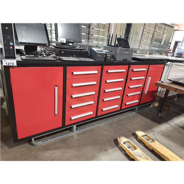 RED STEELMAN 15 DRAWER 2 DOOR WORKBENCH H36