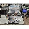 Image 1 : 3- LG DP132 DVD PLAYER WITH REMOTE+ CORD & PLASTIC BIN OF ASSORTED CABLES/ CORDS