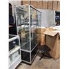 Image 2 : ALUMINUM FRAMED H78" X W48" X D20" 4 TIER DISPLAY SHOWCASE WITH STORAGE CABINET UNDER NIT (NO KEYS)
