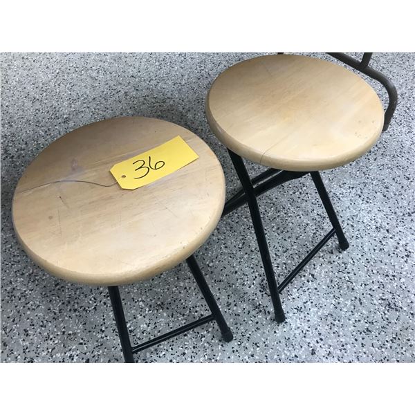 2- Wood Top Stools, 18"