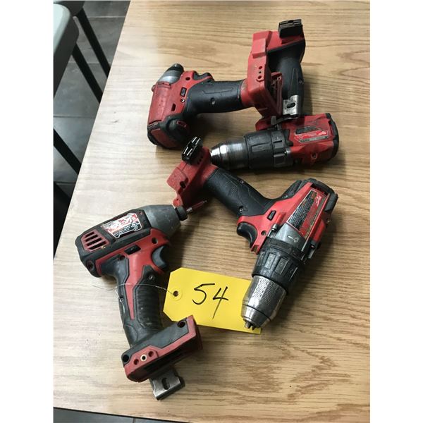 4- Milwaukee Drills (working but no batteries)