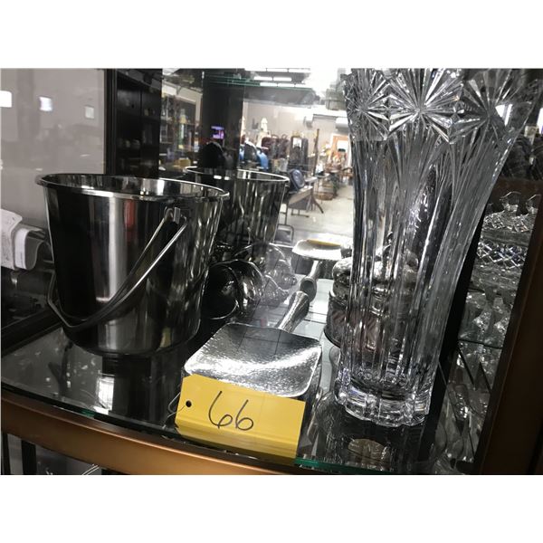 Ice Bucket, Crystal Vase and Various Kitchen Décor (2nd Shelf Left Section of Display Case)