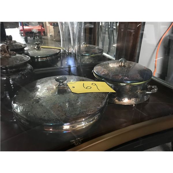 Victorian Plate Chaffing dishes and Vase (Bottom Shelf Section Right Side)