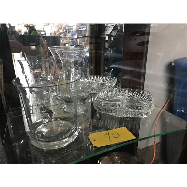 Glass Ice bucket, Vase and Ashtray (2nd Shelf from Bottom Right Side)