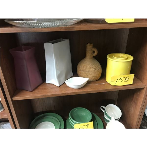 2- Vases, Canister and Misc. (Centre Shelf, Centre)
