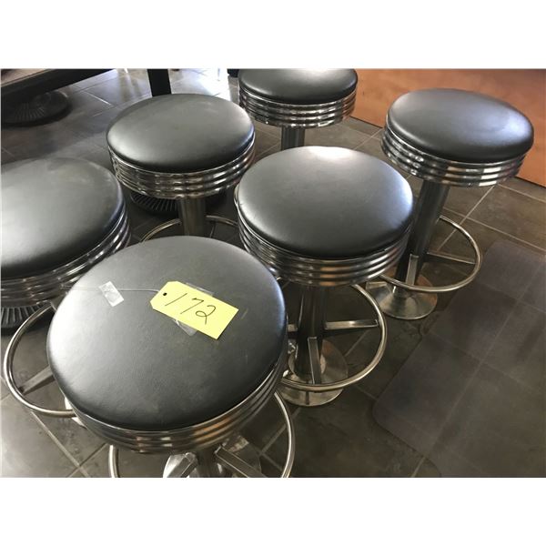 6- Café Stools, 26" Tall and 14" Tops (Selling all together)