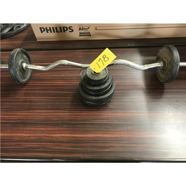 Weights, 4 x 10 lbs, 2 x 5 lbs, 2 x 2.5 lbs.