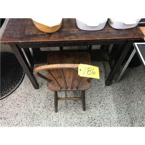 Old Wooden Table & 2 Chairs