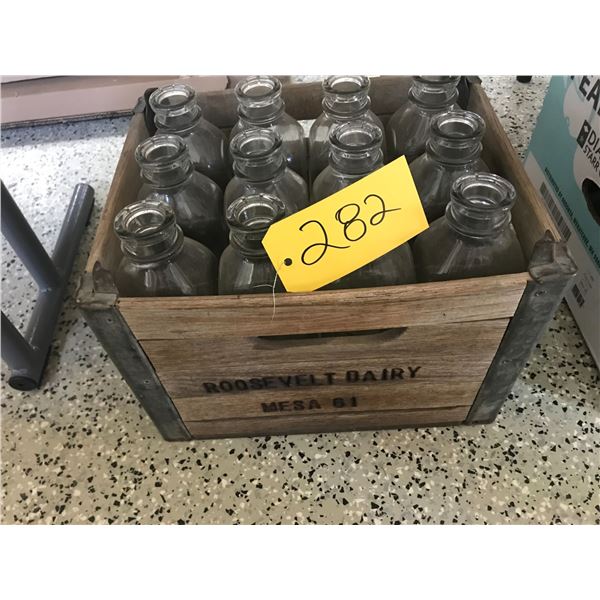Milk Crate c/w 12- Milk Bottles (Roosevelt Dairy)