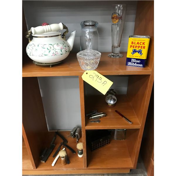 Tea Pot, Pepper Can, Razors