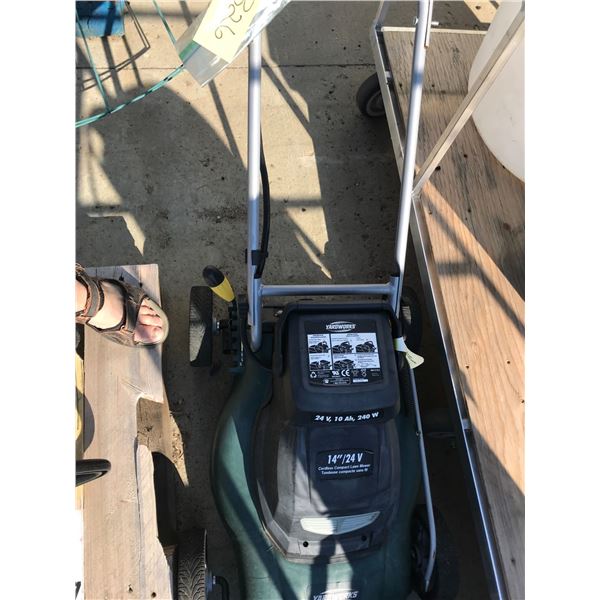 Electric Lawn Mower, Yardworks, 14” 24V Needs New Battery