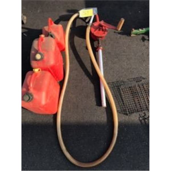 Barrel Pump 1”, Made in Canada MONARK IND & 3- Gas Pails