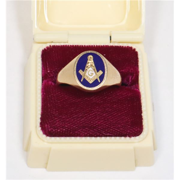 #12 SOLID 10K GOLD RING 4.3 GRAMS  FREEMASONS IN