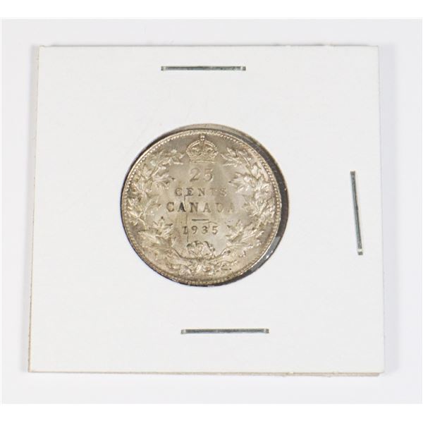 #39 1935 25 CENTS QUARTER CANADA  SILVER COIN