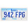 Image 1 : #1181 IOWA POLK 1999 942 FPG LICENSE PLATE
