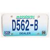 Image 1 : #1183 MISSOURI DEALER 1999 D562-B LICENSE