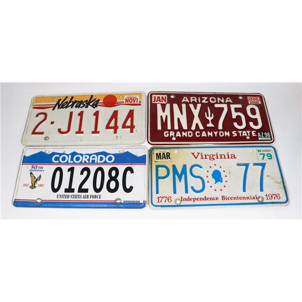LOT OF 4 U.S. LICENSE PLATE