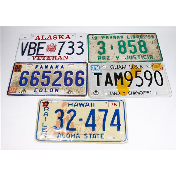 LOT OF 5 U.S. LICENSE PLATE