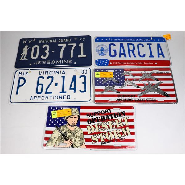 LOT OF 5 U.S. LICENSE PLATE
