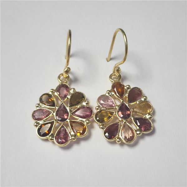 Silver Tourmaline Gold Plated Earrings (~Size )(Ring is resizable for $40) (~length inches), Suggest