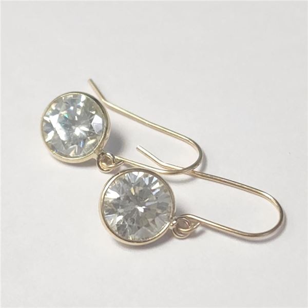 10K Yellow Gold Moissanite(2.3ct) Earrings (~Size )(Ring is resizable for $40) (~length inches), Mad