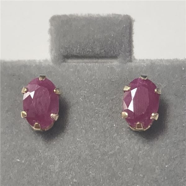 10K Yellow Gold Ruby(0.6ct) Earrings (~Size )(Ring is resizable for $40) (~length inches), Made in C