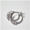 Image 2 : Silver Created Alexandrite And Cz Hoop Earrings (~Size )(Ring is resizable for $40) (~length inches)