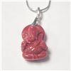 Image 1 : Silver Poly Coral Ganesh 16" Necklace (~Size )(Ring is resizable for $40) (~length inches), Suggeste