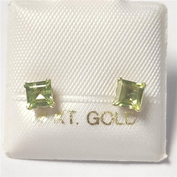 14K Yellow Gold Peridot(0.75ct) Earrings (~Size )(Ring is resizable for $40) (~length inches), Made 
