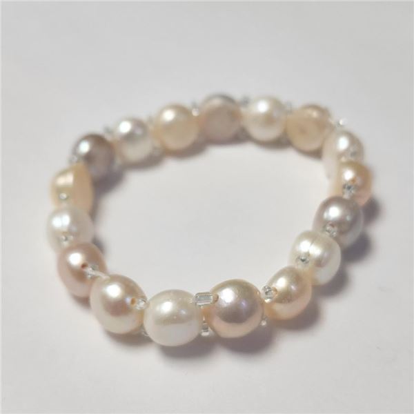 Fresh Water Pearl Flexible Bracelet (~Size )(Ring is resizable for $40) (~length inches), Suggested 