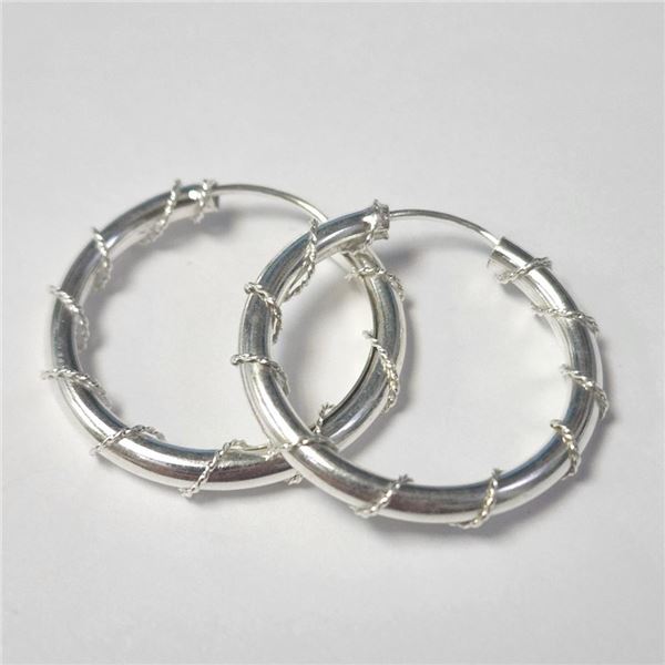 Silver Hoop Earrings (~Size )(Ring is resizable for $40) (~length inches), Suggested Retail Value $5