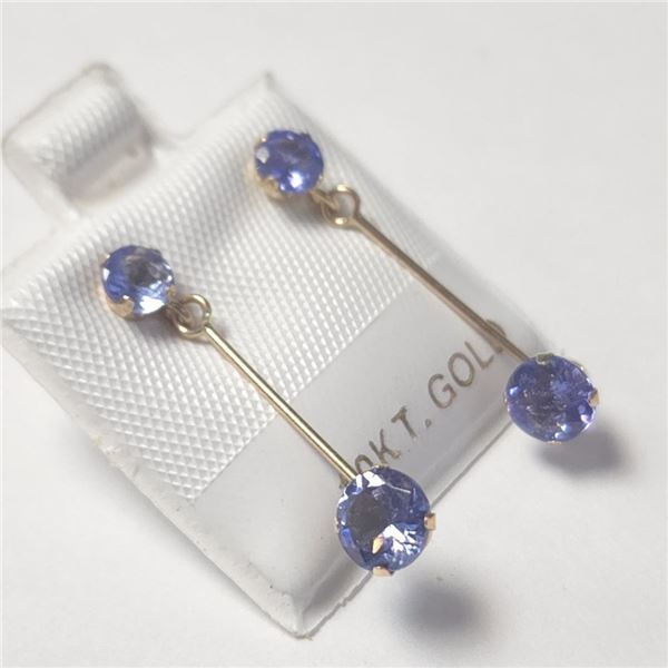 10K Yellow Gold Tanzanite(0.55ct) Tanzanite(0.52ct) Earrings (~Size )(Ring is resizable for $40) (~l