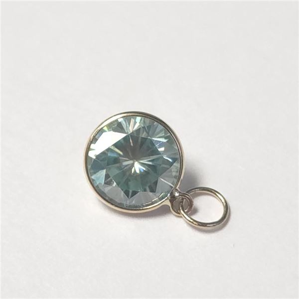 10K Yellow Gold Greenish Moissanite(1.9ct) Pendant (~Size )(Ring is resizable for $40) (~length inch