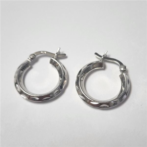 Silver Hoop Earrings (~Size )(Ring is resizable for $40) (~length inches), Suggested Retail Value $5