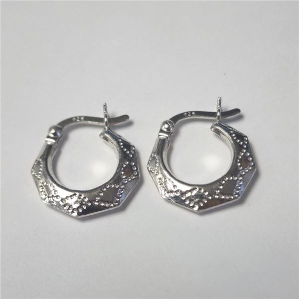 Silver Hoop Earrings (~Size )(Ring is resizable for $40) (~length inches), Suggested Retail Value $4