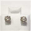 Image 1 : 14K White Gold Diamond (0.8Ct,I1-2,Light Brown) Earrings (~Size ) (~weight 0.68g), Made in Canada, S
